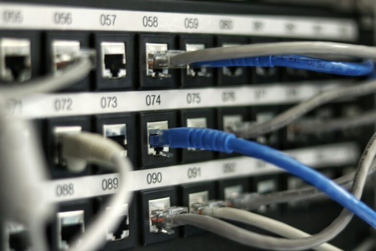 Netzwerk-Switch mit LAN-Kabeln