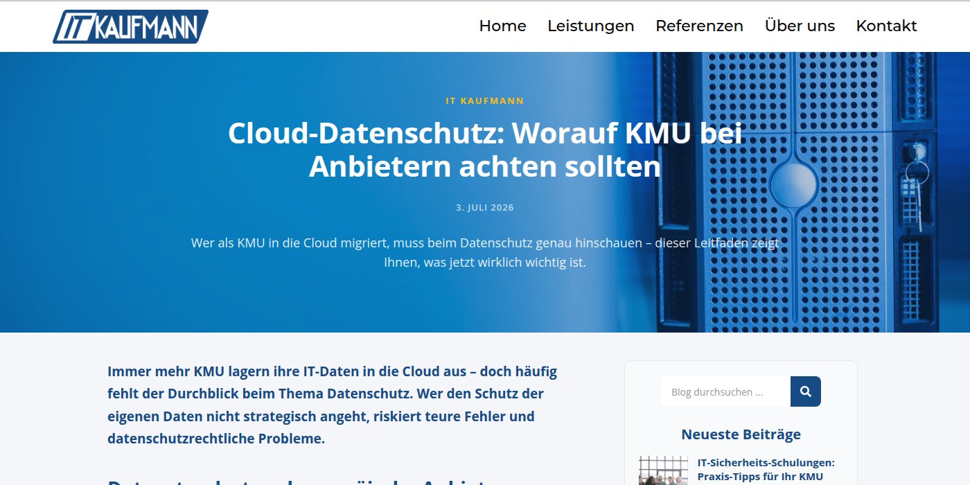 Veröffentlichter Beitrag im Layout der Website